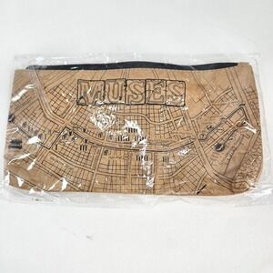 Krewe of Muses Mardi Gras New Orleans Parade Route Map Zipper Pouch Brown Tan